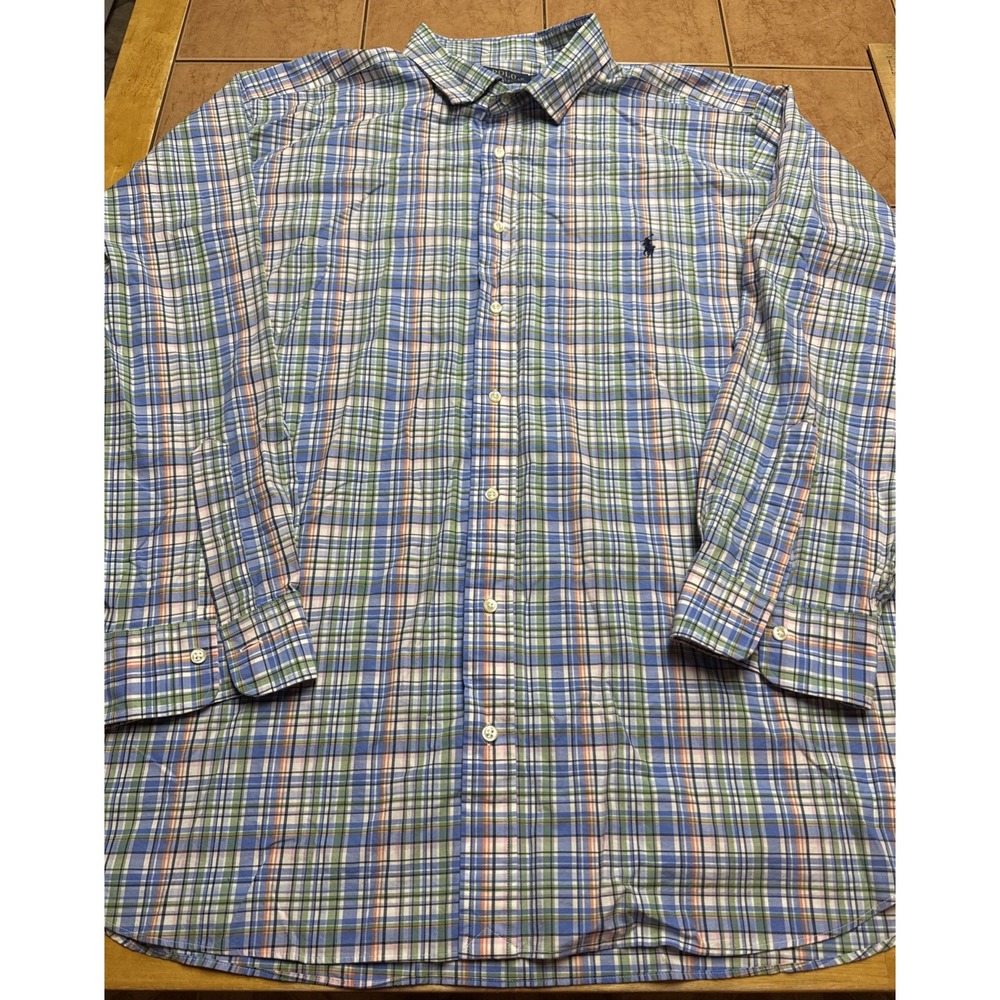 Ralph Lauren Blue Green Plaid Button-Down Shirt